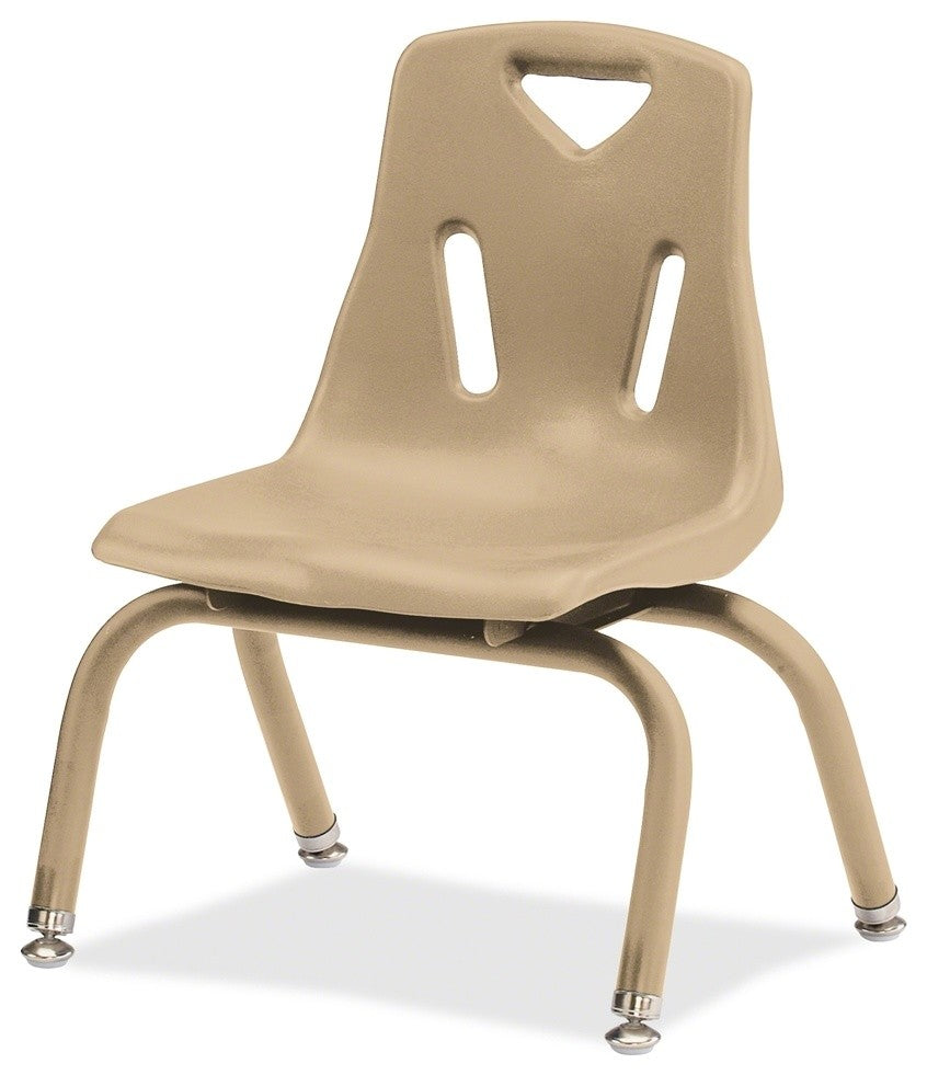 Berries Stacking Chair, Steel Frame, 4-Legged Base, Camel