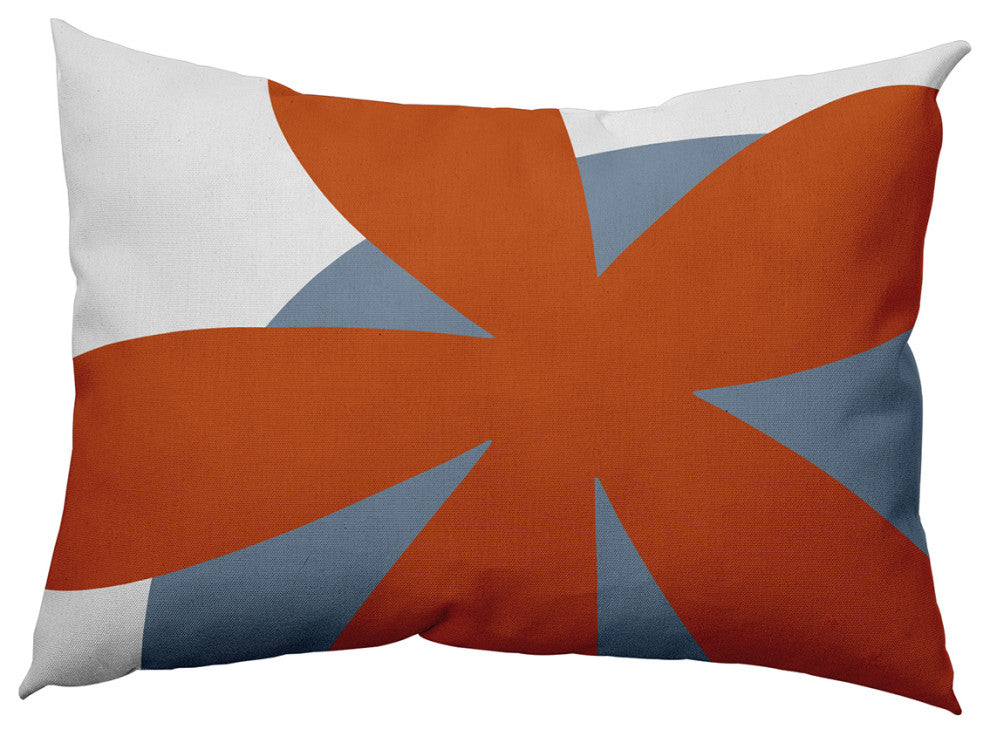 Bold Flower Polyester Indoor Pillow, Perfect Orange, 14"x20"