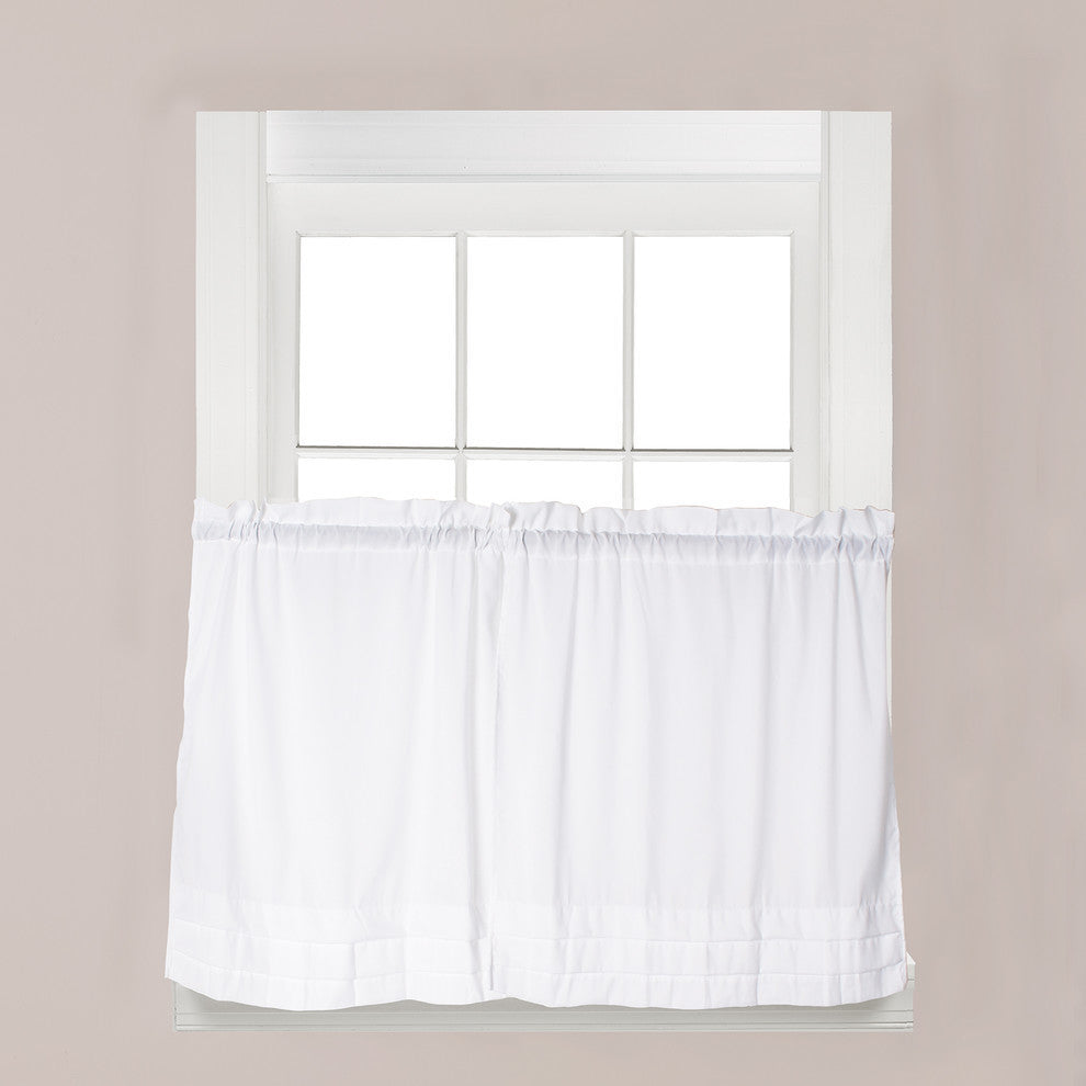 Holden Solid White Kitchen Curtain, 24" Tier