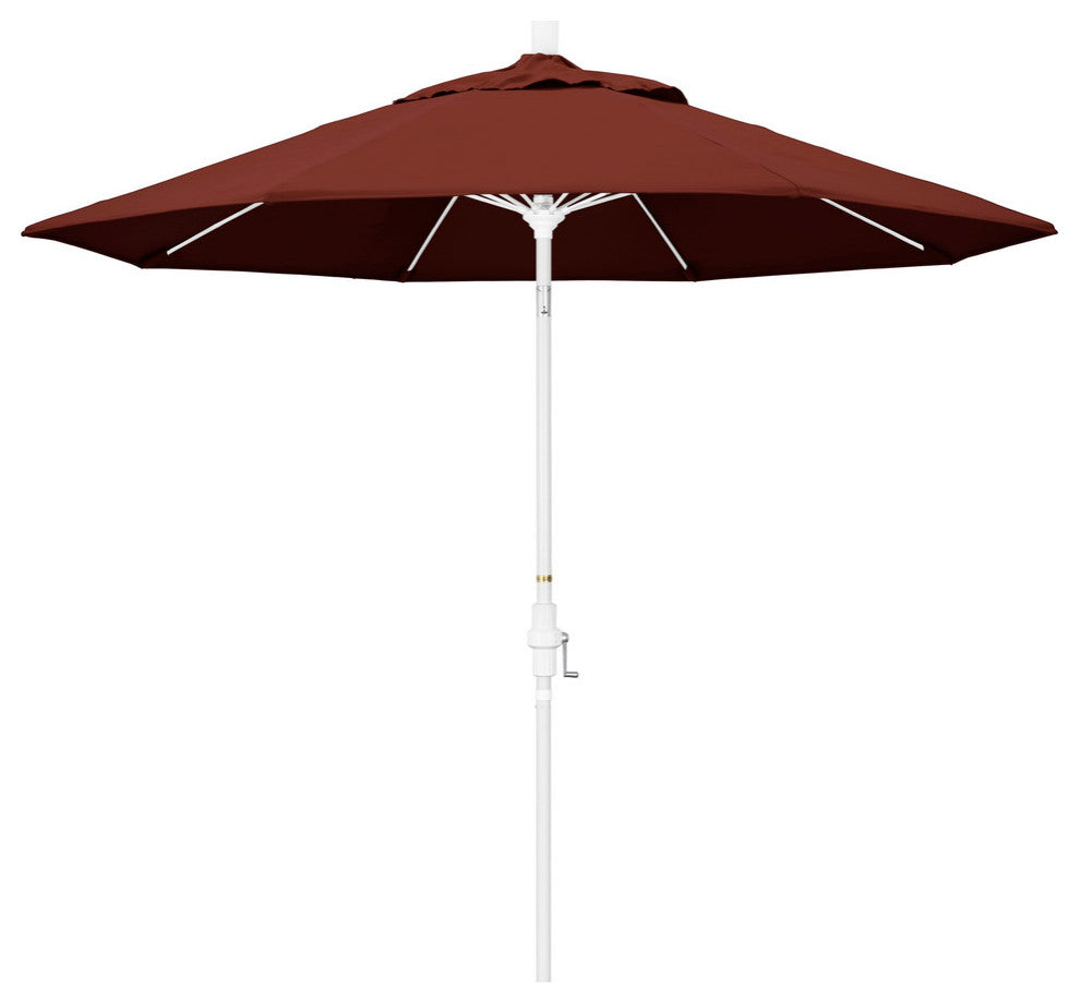 9' White Collar Tilt Lift Fiberglass Rib Aluminum Umbrella, Henna