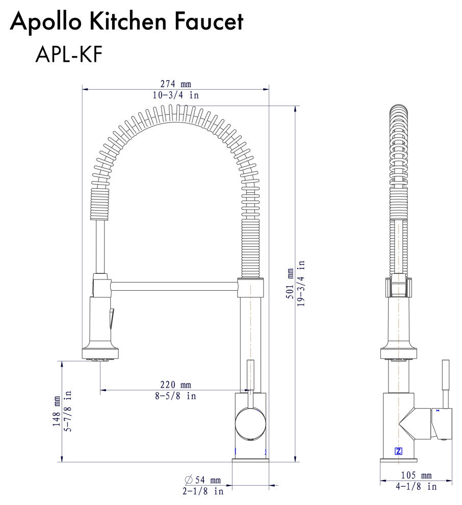 ZLINE Apollo Kitchen Faucet in Chrome (APL-KF-CH)