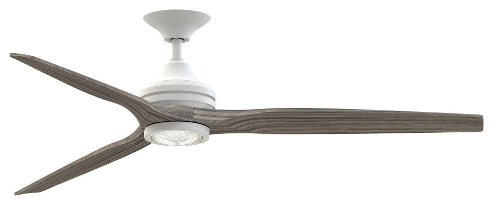 Fanimation Spitfire 64" Fan/LED Light, matte White, Matte White/Weathered Wood Blades