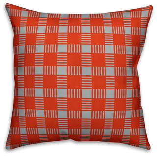 Red Plaid Outdoor Throw Pillow, 16"x16"