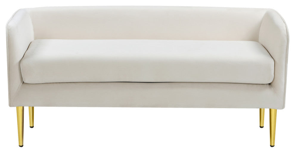 Audrey Velvet Upholstered Bench, Cream