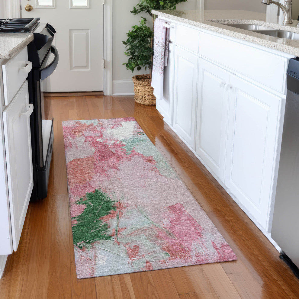 Machine Washable Indoor/Outdoor Chantille ACN1914 Blush 2'3" x 7'6" Runner Rug