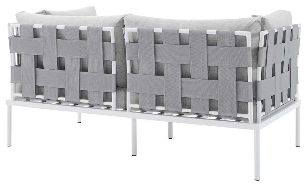 Harmony 5-Piece Sunbrella Outdoor Patio Aluminum Furniture Set, Gray Gray