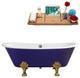 67" Cast Iron R5060GLD-CH Soaking Clawfoot Tub and Tray With External Drain