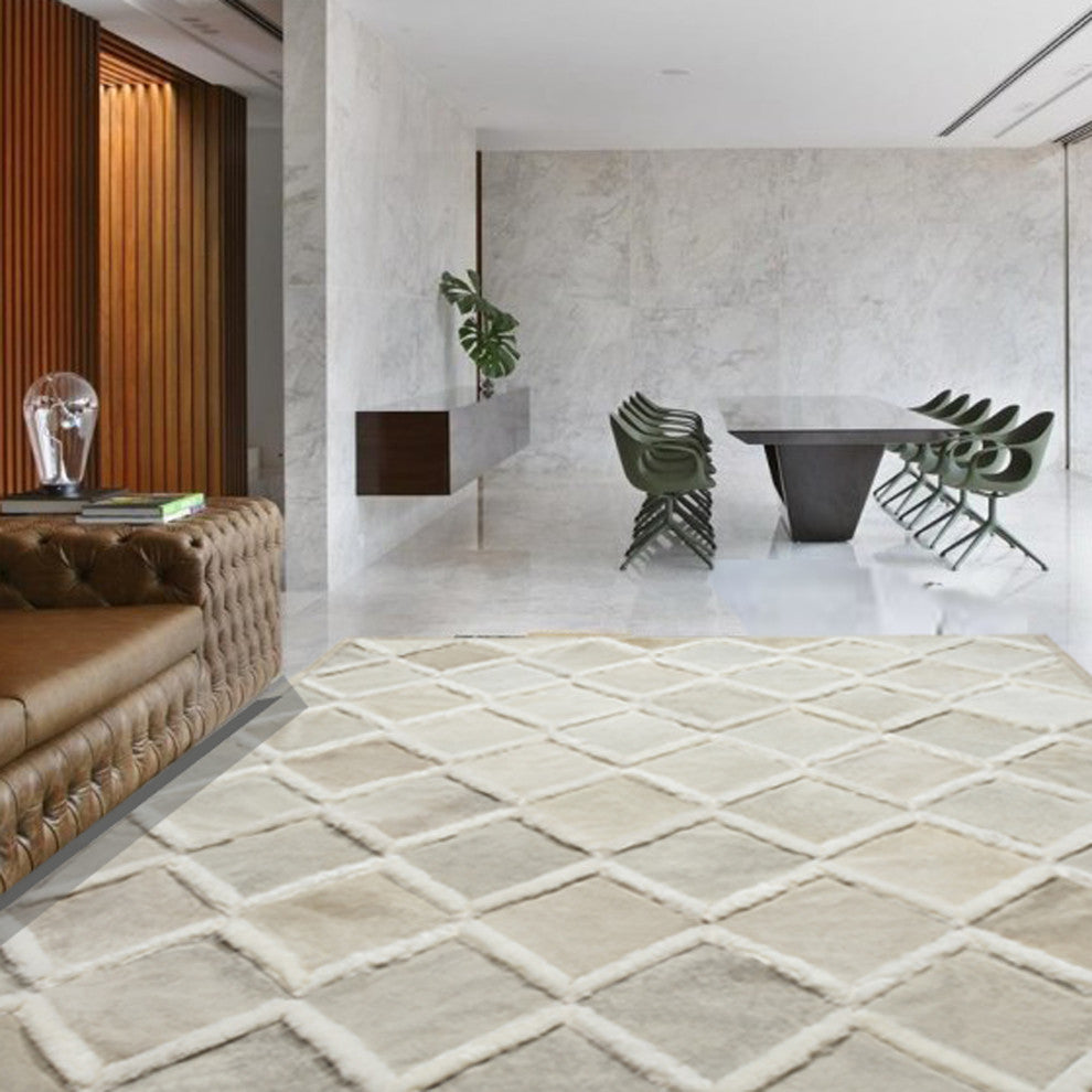 Cowhide Patchwork Rug, Hebe, Neutral, 12' X 15'
