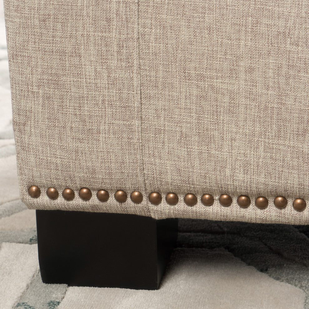 GDF Studio Espana Wheat Fabric Storage Ottoman With Studs