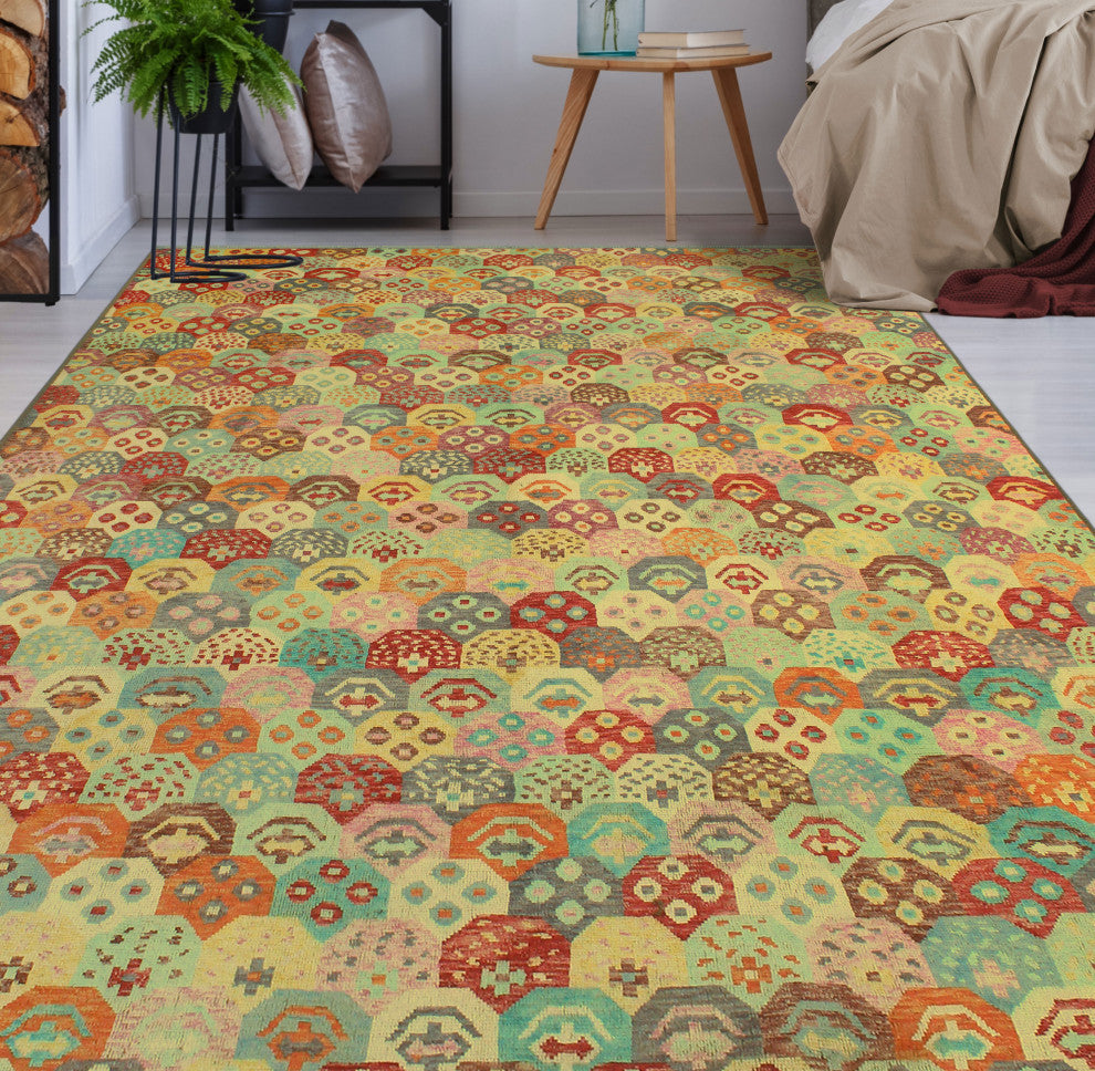 Balochi Yeran Gold/Rust Rug, 9'8x13'7