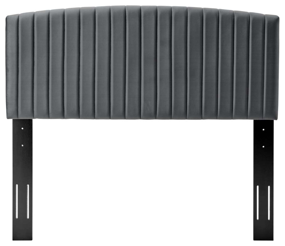 Headboard, King Size, Velvet, Dark Gray, Modern Contemporary, Bedroom