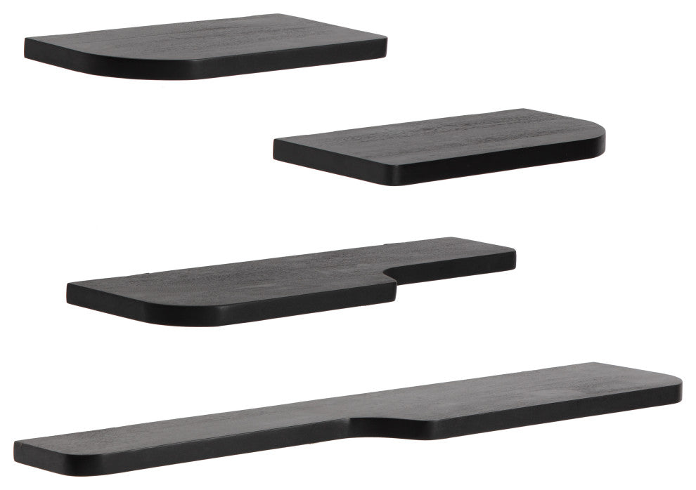 Dale Set of 4 Wall Mounted Shelves, Black