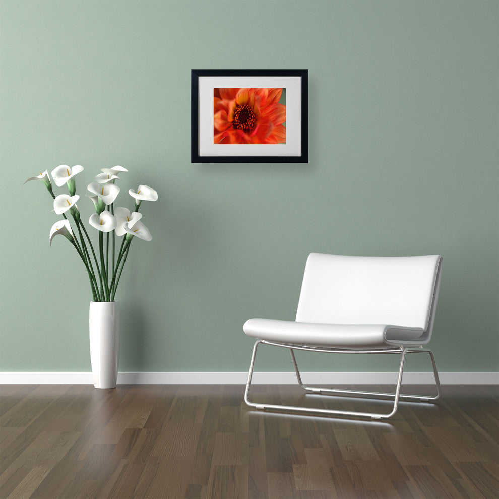 'Fiery Dahlia' Matted Framed Canvas Art by Kathy Yates