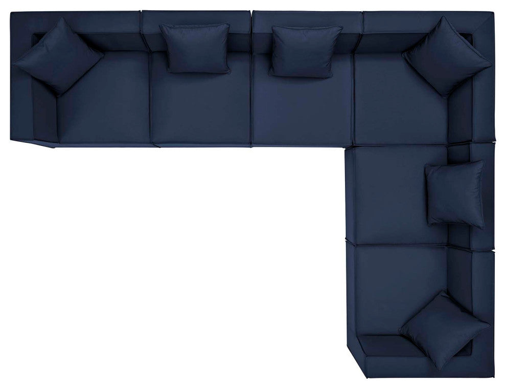 Lounge Sectional Sofa Set, Fabric, Blue Navy, Modern, Outdoor Patio Cafe Bistro