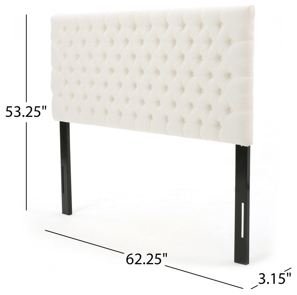 GDF Studio Annecy Diamond Tufted Fabric Queen/ Full Headboard, Ivory