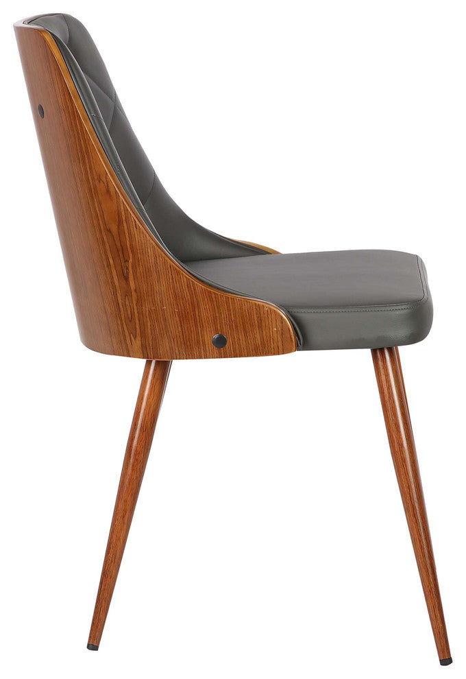 Lily Mid-Century Dining Chair, Walnut, Gray