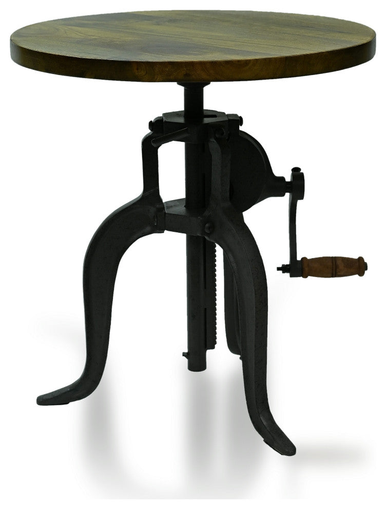 Regan Adjustable Crank Accent Table, Harvest Oak/Industrial