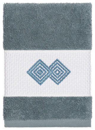 Linum Home Textiles Noah Embellished, Teal, Washcloth, Single