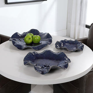 Abella Blue Ceramic Wall Decor, S/3"