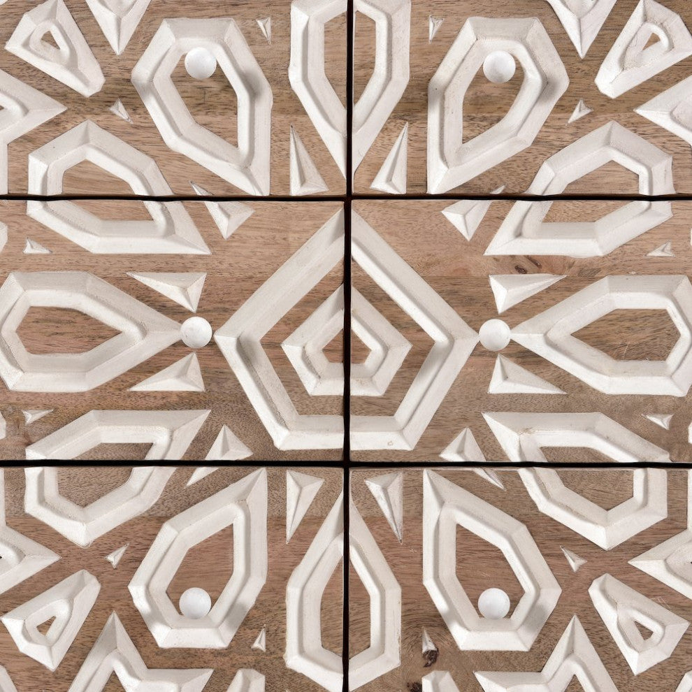 Haveli Dresser 61In Carved, Natural White