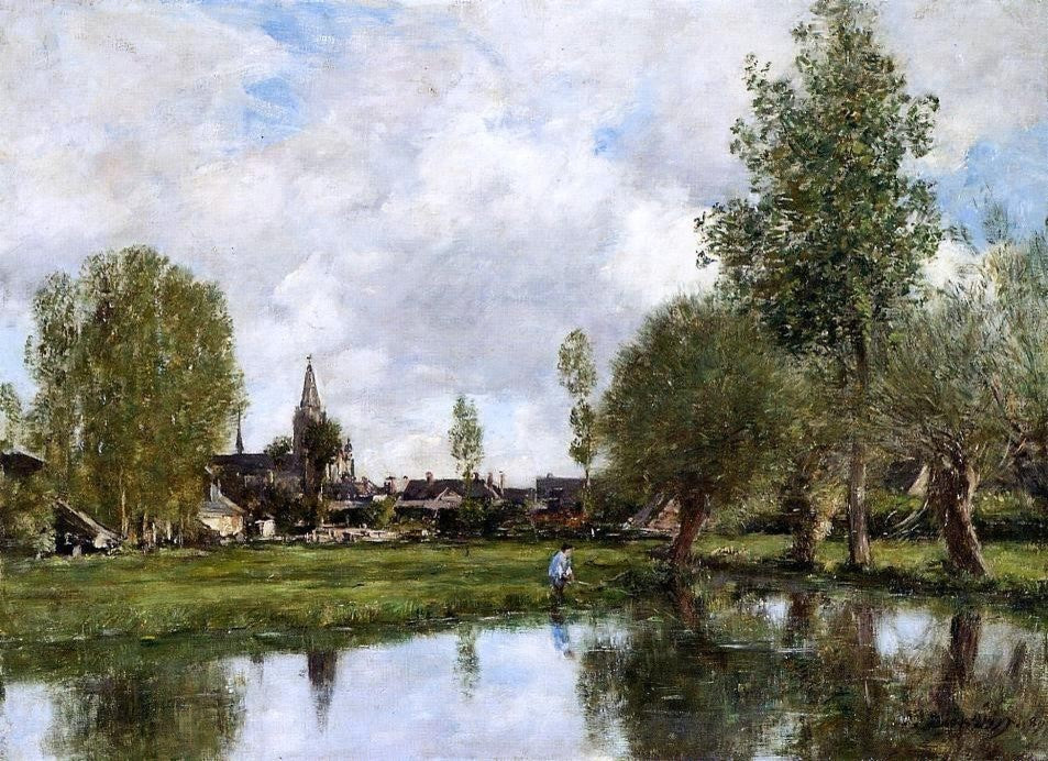 Eugene-Louis Boudin Village Around Dunkirk, 18"x27" Wall Decal