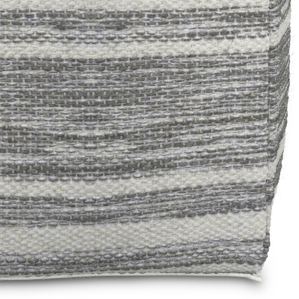 Carina Square Woven Pouf, Black Melange, White