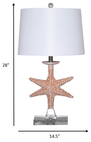 Set of 2 Orange Coastal Starfish Table Lamps