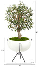 3' Olive Artificial Tree, White Planter With Metal Stand