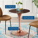 Dining Table, Round, Wood, Rose Gold Dark Brown Brown Walnut, Modern, Bistro