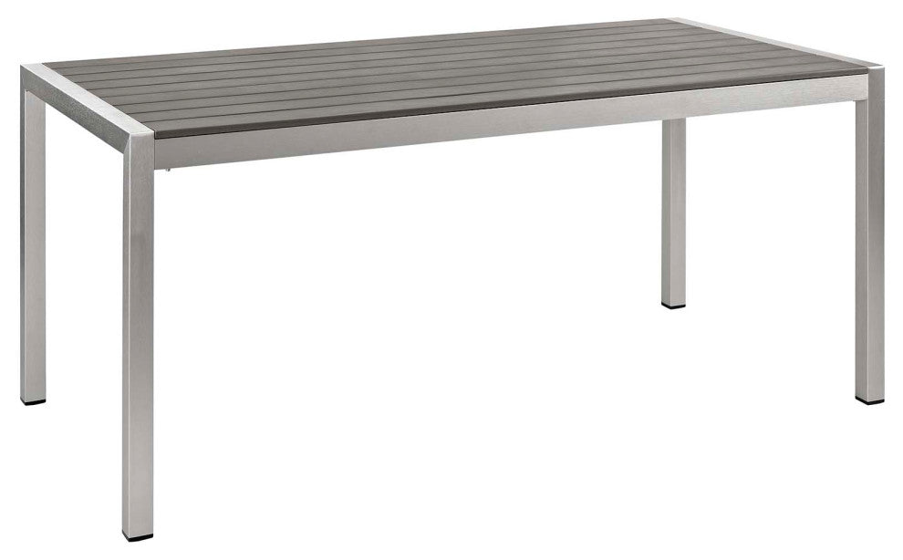 Silver Black Shore 9 Piece Outdoor Patio Aluminum Dining Set