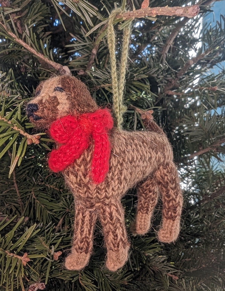 Hand-Knit German Short Haired Pointer Christmas Ornament