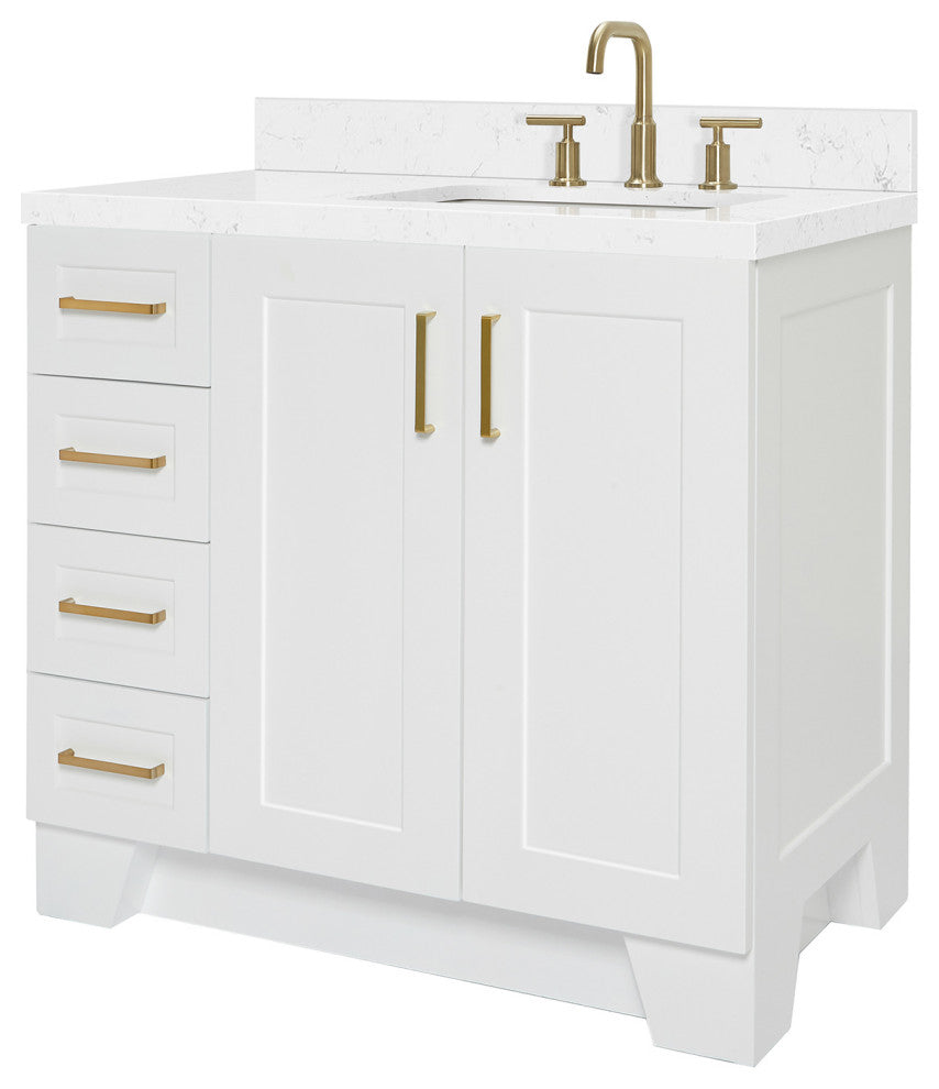 Ariel Taylor 36" Right Offset Single Rectangular Sink Bathroom Vanity