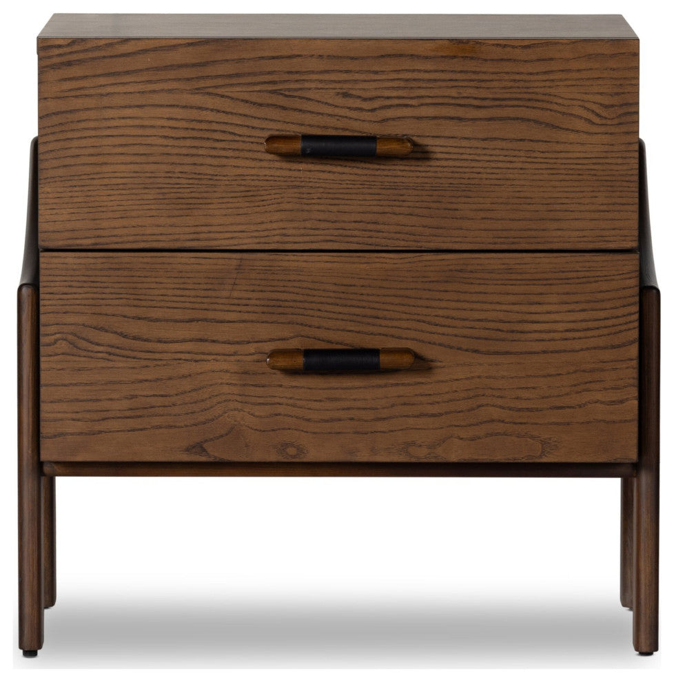 Halston Nightstand Terra Brown Ash, Heirloom Black, Terra Brown Ash Veneer