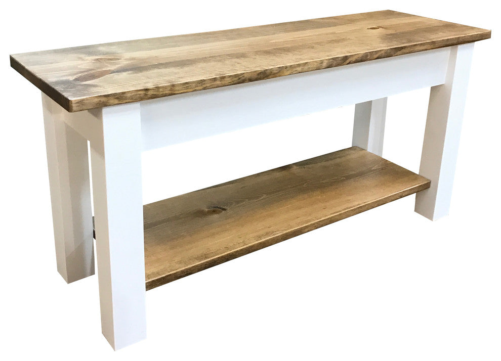 Ambler Farmhouse Bench With Shelf, 24"