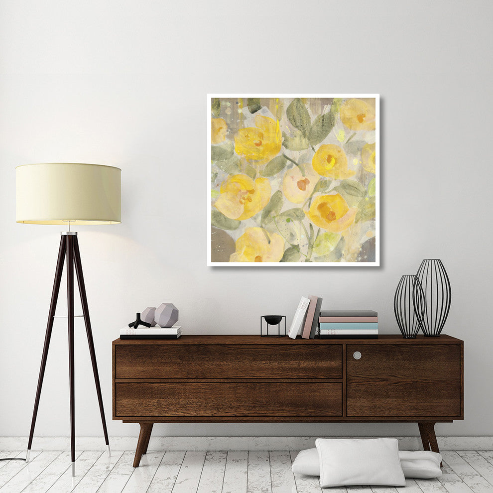 "Poppy Garden I Yellow Flowers" Digital Paper Print by Albena Hristova, 42"x42"