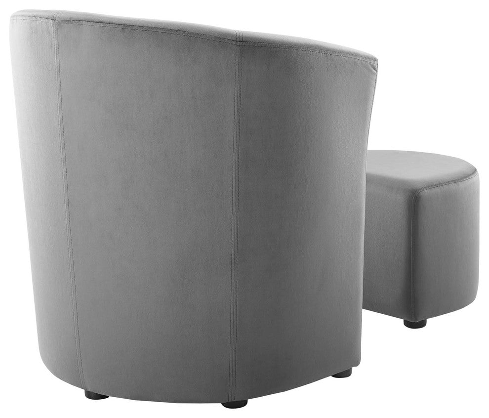 Divulge Performance Velvet Arm Chair and Ottoman Set-Gray
