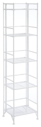 Convenience Concepts Xtra Storage Five-Tier Folding Shelf in White Metal Finish