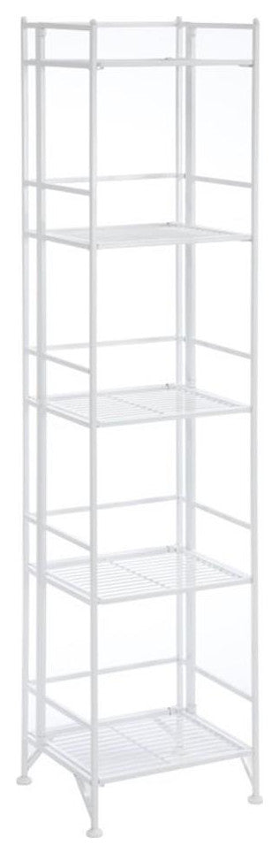 Convenience Concepts Xtra Storage Five-Tier Folding Shelf in White Metal Finish