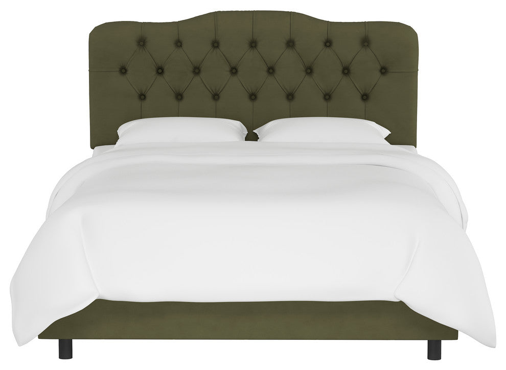 Aaron Full Tufted Bed, Velvet Loden