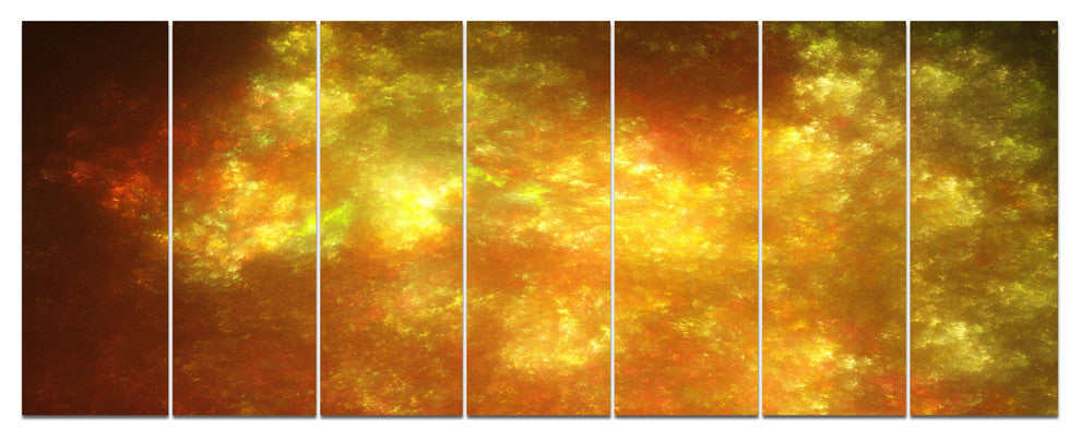 Blur Golden Sky with Stars, Abstract Canvas Art Print, 83"x32", 7 Panels