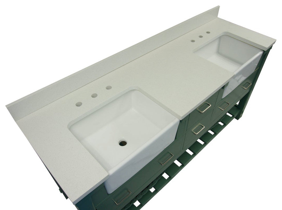 Charlotte 72" Bathroom Vanity, Sage Green, Quartz