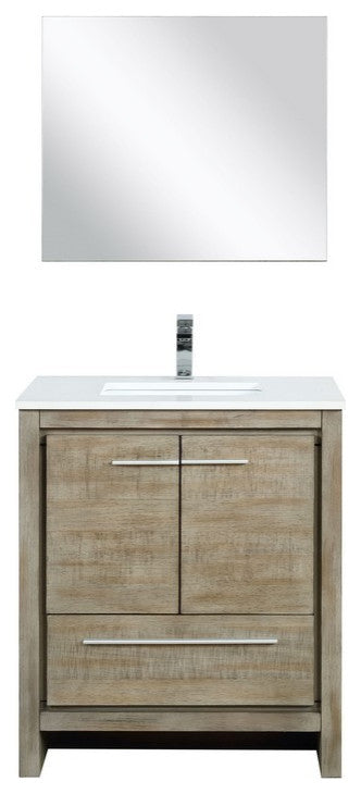 Lafarre Contemporary 30" Rustic Acacia Bathroom Vanity Set, Monte Chrome Faucet