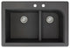 Radius 33" silQ Granite Drop-in Double Bowl Kitchen Sink with 2 Holes in Black