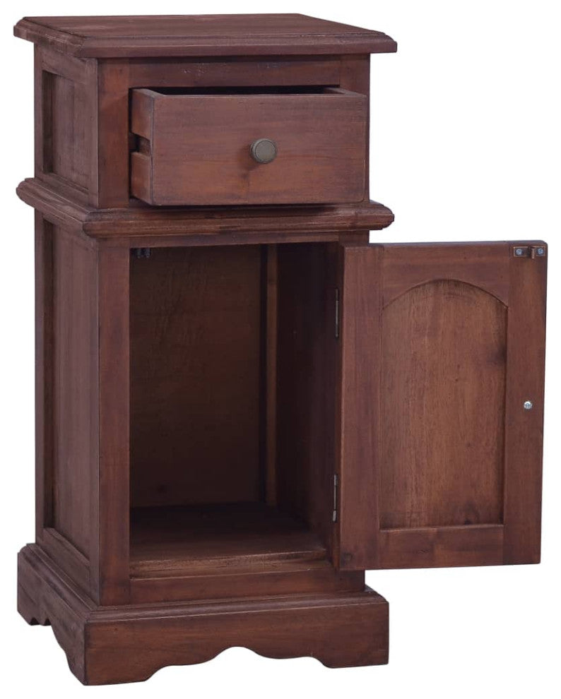 vidaXL Bedside Cabinet Classical Brown Solid Mahogany Wood