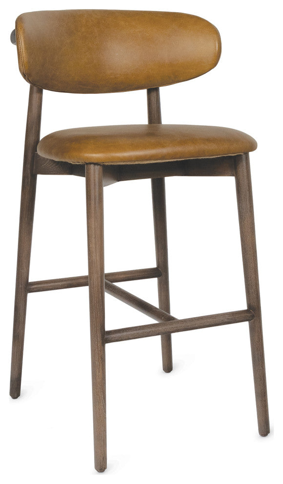 Ethan Leather Bar Stool, Brown