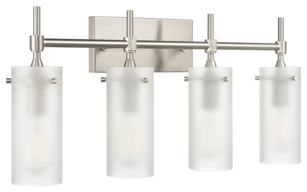 Effimero 4-Light Wall Sconce, Brushed Nickel With Frosted Glass