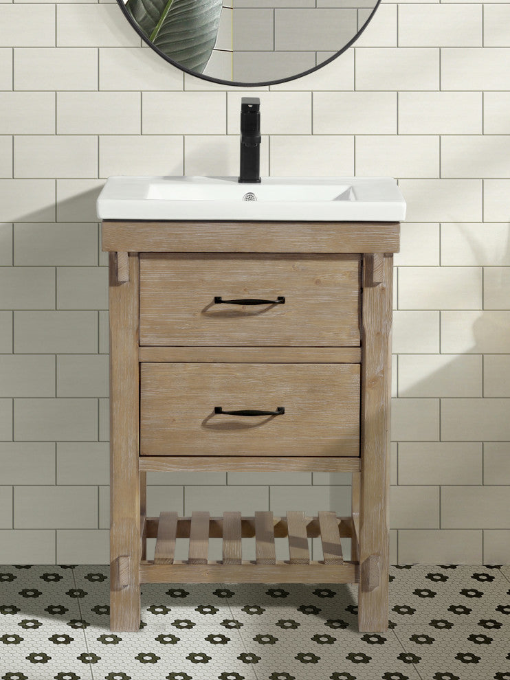 Marina 24" Bathroom Vanity, Weathered Fir Finish