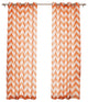 Linen Blend Chevron Print Curtains, Pair, Orange, 96"