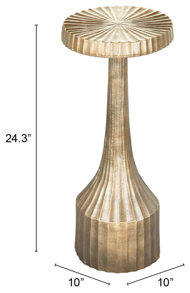 Sofa Side Table, Round, Aluminum, Metal, Antique Gold, Lounge Lobby Hospitality