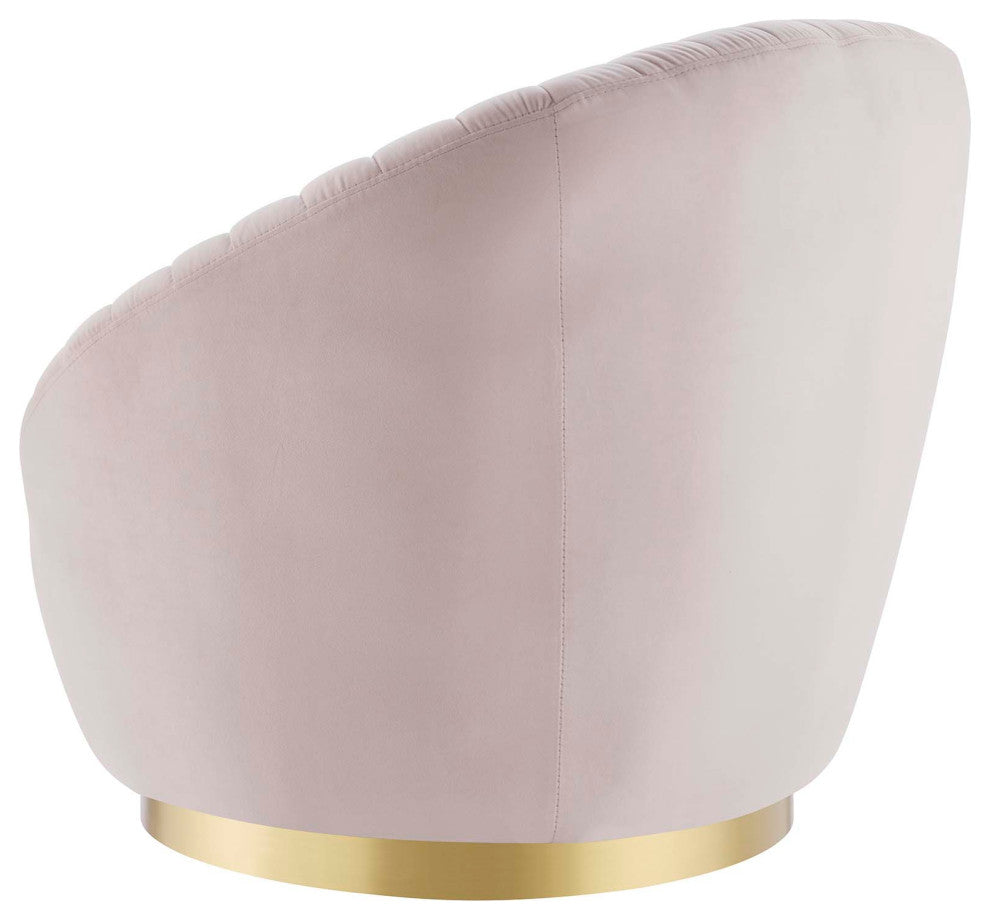 ArmTufted Chair Swivel Accent Tufted Chair, Pink Gold, Velvet, Modern